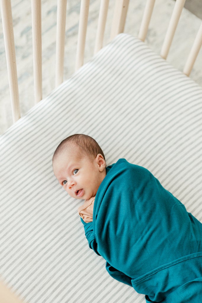 CRIB SHEET - Natural & Grey Stripe