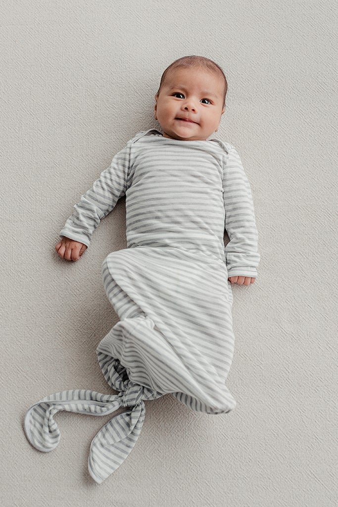 SLEEP GOWN - Natural & Grey Stripe